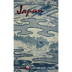 Retro 1964 Japan Air Lines (JAL) original travel poster Yukata Kimono