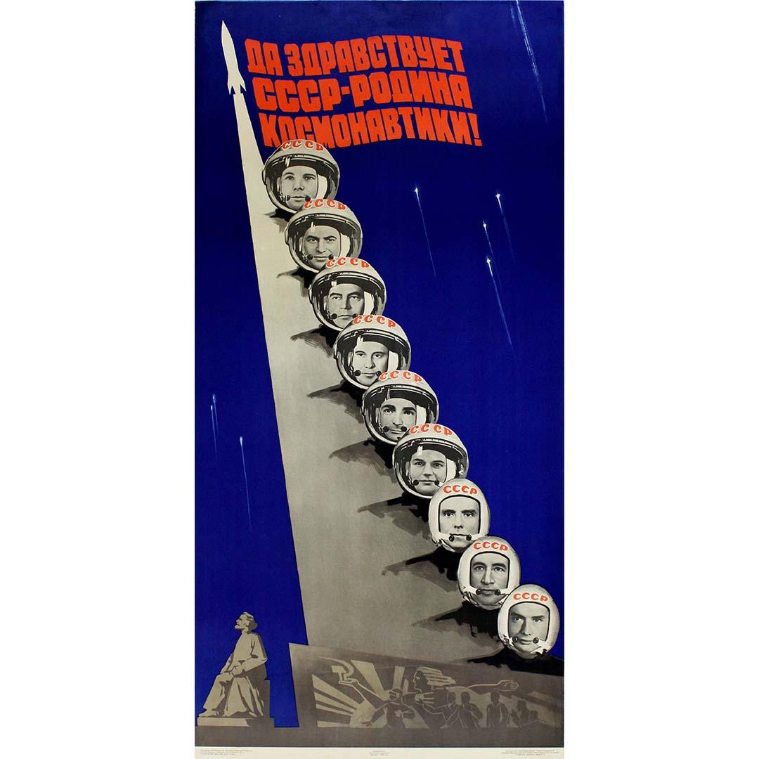 Original Soviet-Poster aus dem Jahr 1964 für die Raumfahrtseroberung – UdSSR – CCCP – Print von Unknown