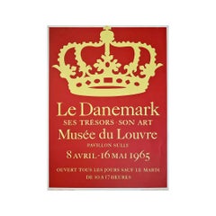 1965 Manifesto originale per una mostra sulla Danimarca e i suoi tesori - Louvre