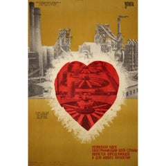 1966 original soviet poster : The electrification of the nation - USSR