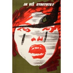 1966 original soviet poster - USA You will answer for everything! - Vietnam war