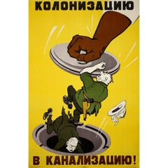 1967 Soviet Propaganda Poster “Down with Colonialism” Anti Imperialism