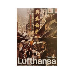 1968 Lufthansa Hong Kong Original Vintage Airline Travel Poster