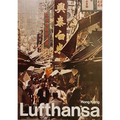 1968 Lufthansa Hong Kong Original Vintage Airline Travel Poster