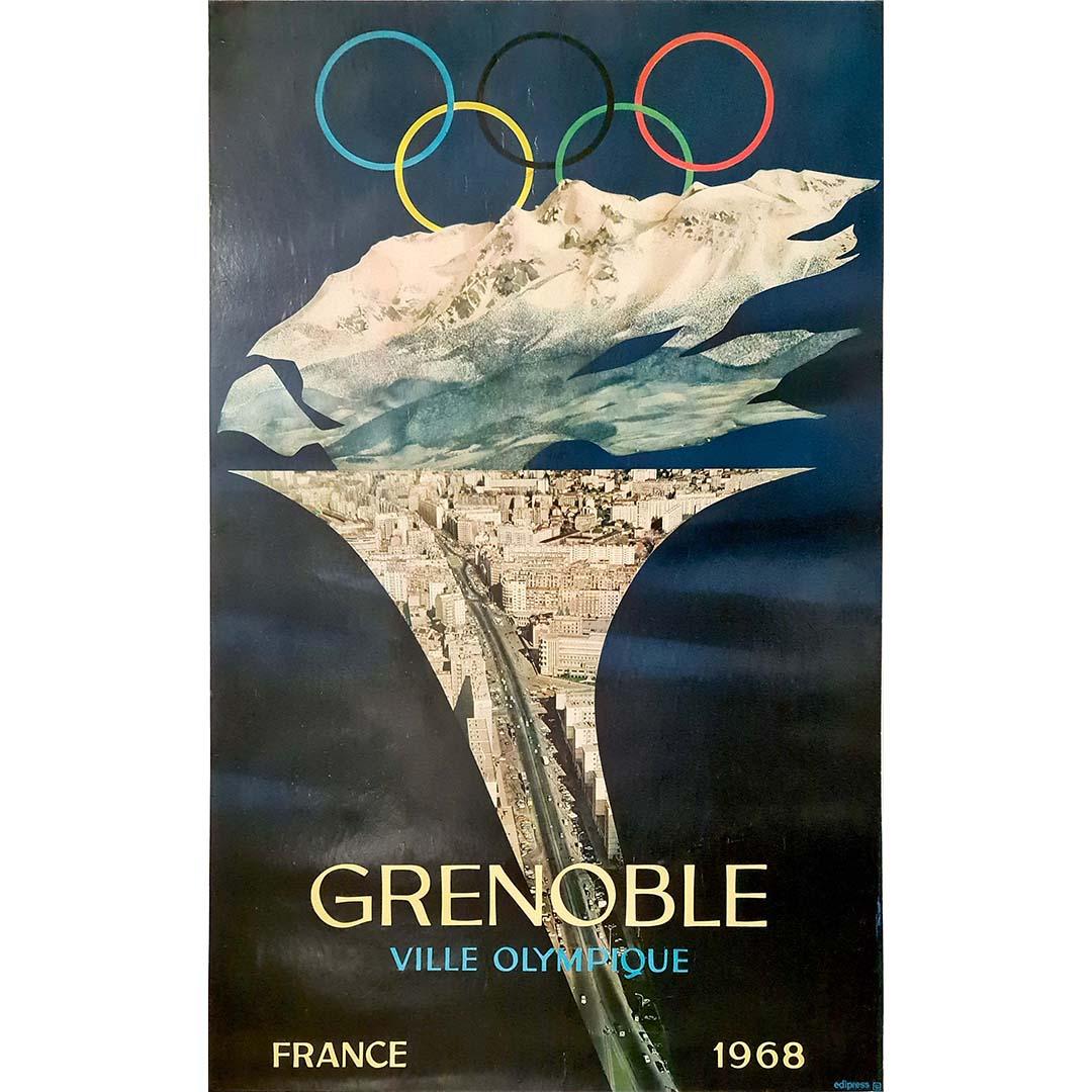 Cartel original de 1968 Grenoble Ville Olympique - Juegos Olímpicos de Invierno - Print de Unknown