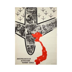 1968 original soviet poster - Vietnam - American aggression is collapsing