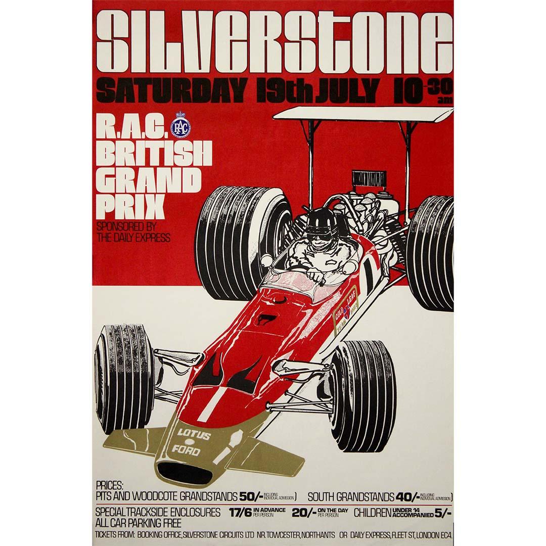 Affiche originale de 1969 pour le Grand Prix de Grande-Bretagne du C.A.I.C. à Silverstone