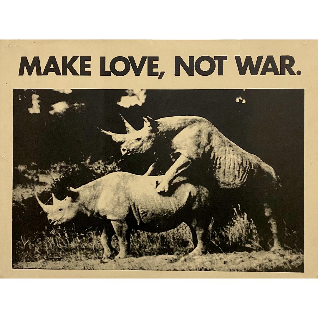 1969 Original poster Make love not War - Rhinoceros - Print by Unknown