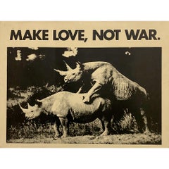 Vintage 1969 Original poster Make love not War - Rhinoceros