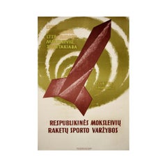 1969 original soviet Lithuanian poster - Rocket sport competition