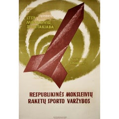 1969 original soviet Lithuanian poster - Rocket sport competition