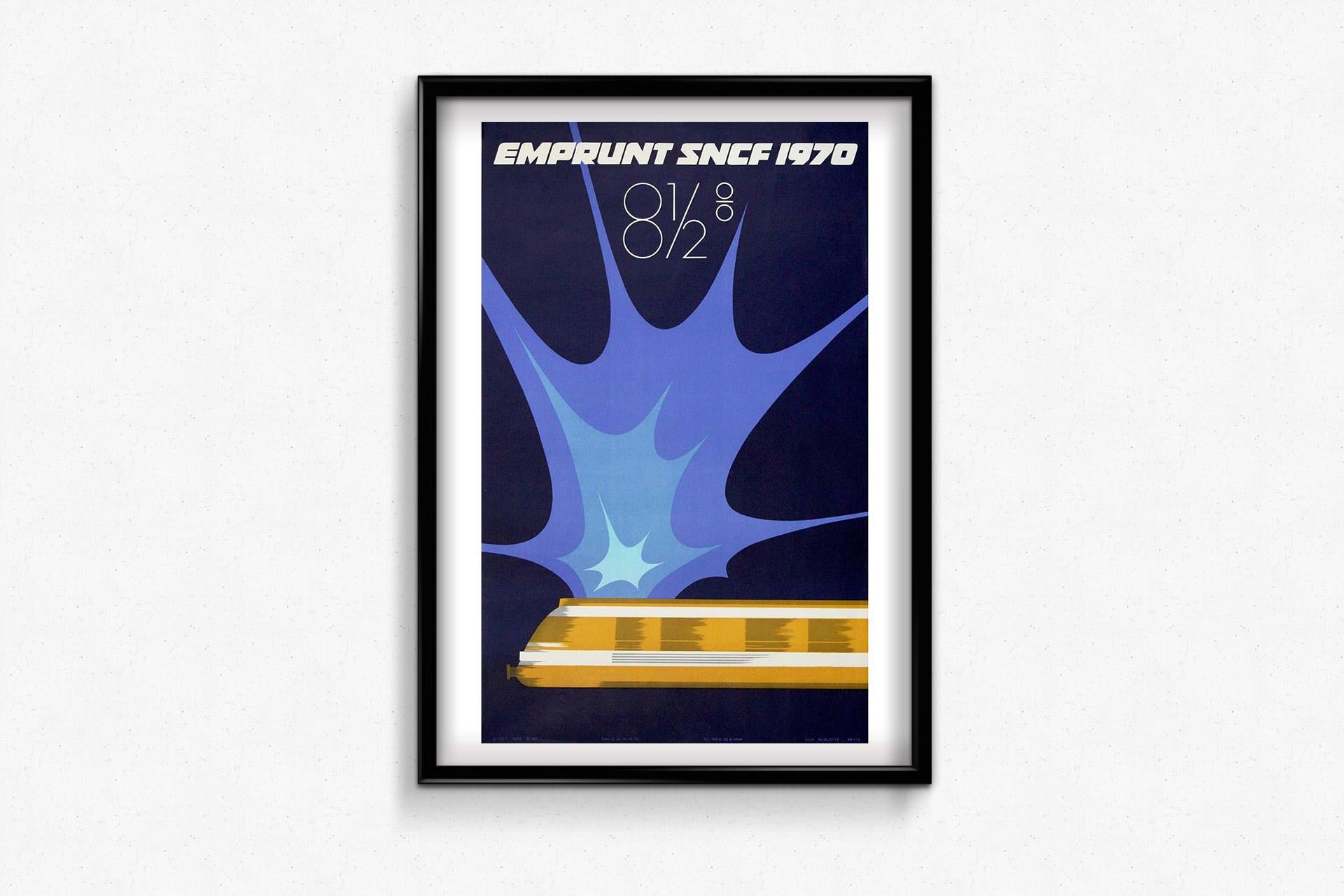 1970 Emprunt SNCF Originalplakat - Bahnanleihe mit 8,5% Rendite im Angebot 1