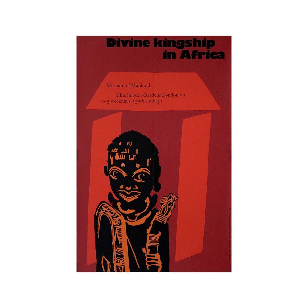 1970 cartel original de la exposición Divine Kingship in Africa Museo Británico de Londres en venta 1