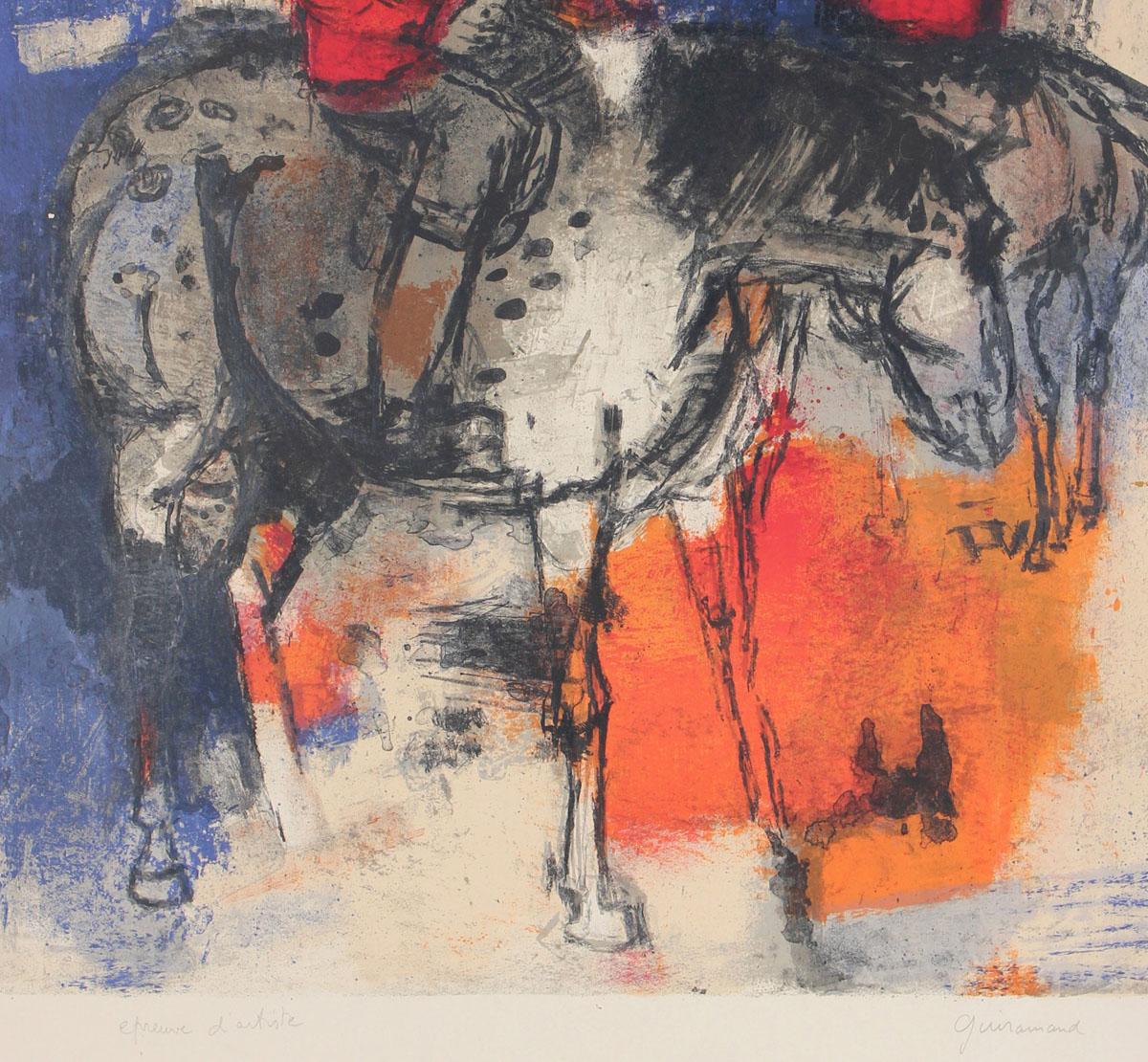 1970's Lithograph of a Figure on Horseback  - Print by Unknown