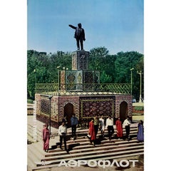 1970's original travel poster - Fly Aeroflot to Ashkhabad Turkmenistan