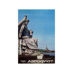 1970's original travel poster - Fly Aeroflot to Leningrad Saint Petersbourg