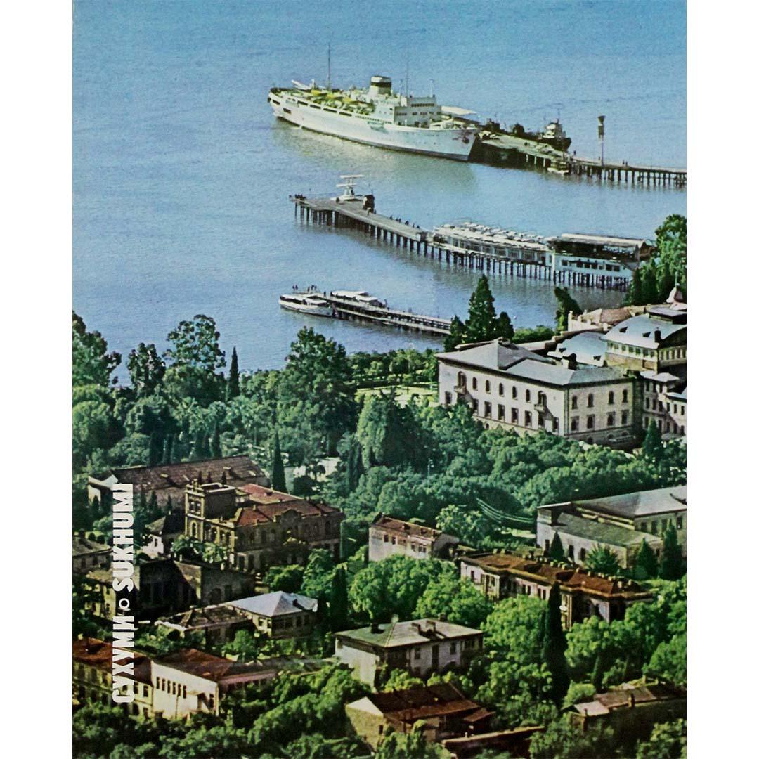 Poster di viaggio originale del 1970 - Vola con Aeroflot a Sukhumi Georgia in vendita 1