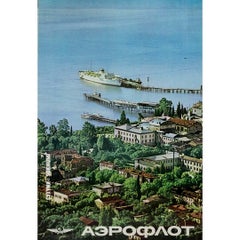 Vintage 1970's original travel poster - Fly Aeroflot to Sukhumi Georgia