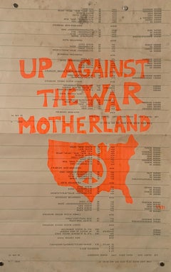Serigrafia originale della Uc Berkeley degli anni '70 "Up Against the War Motherland" (Contro la guerra della madrepatria)