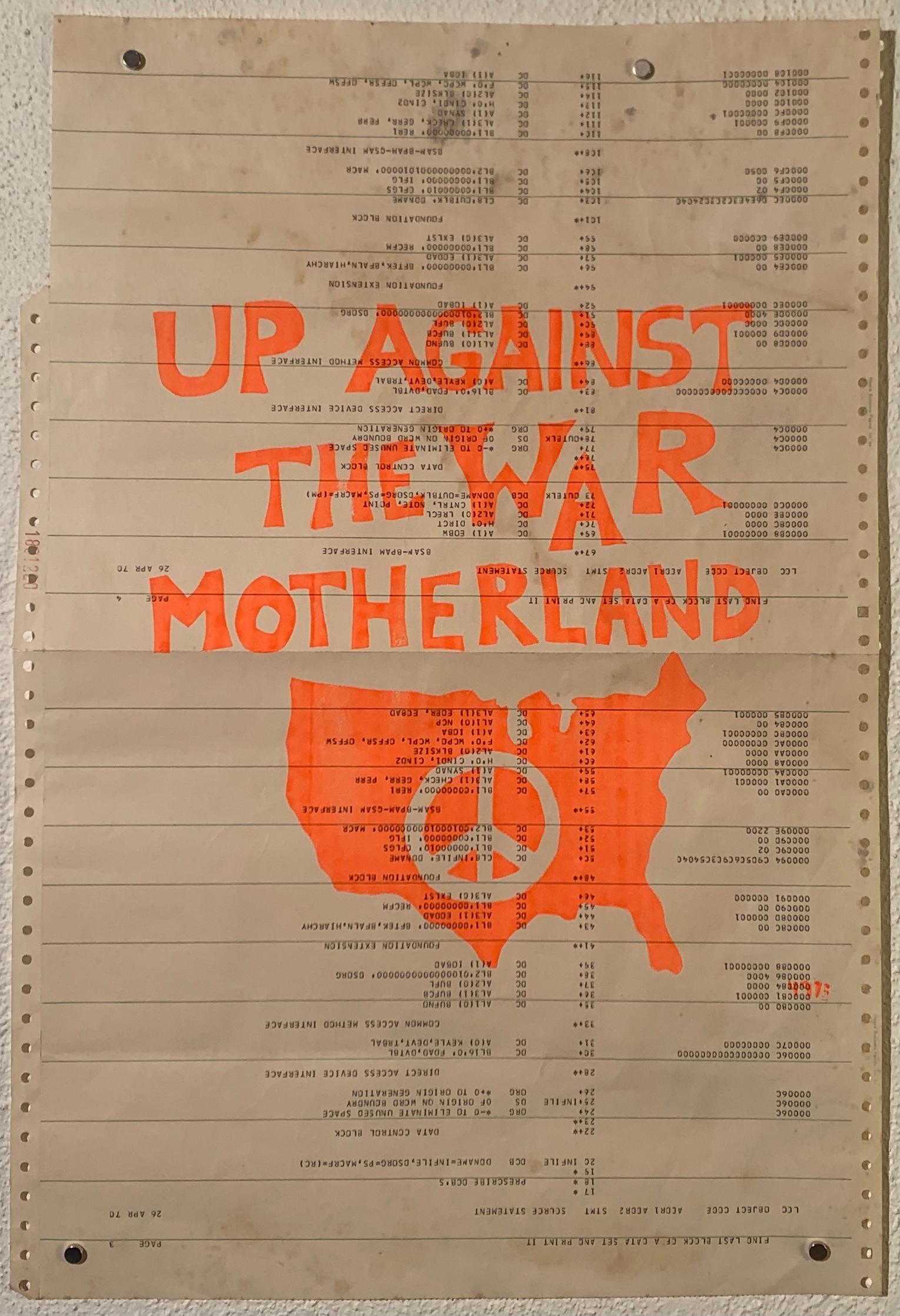1970s Uc Berkeley Original Silkscreen "Up Against the War Motherland"