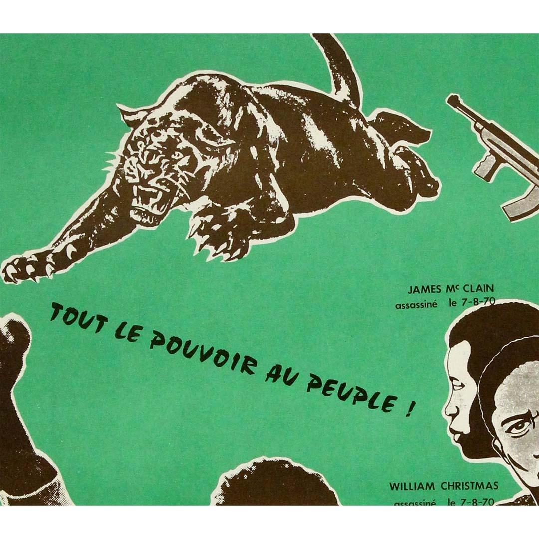 1971 original french poster - Solidarity with the Black Panther Party (Grün), Print, von Unknown
