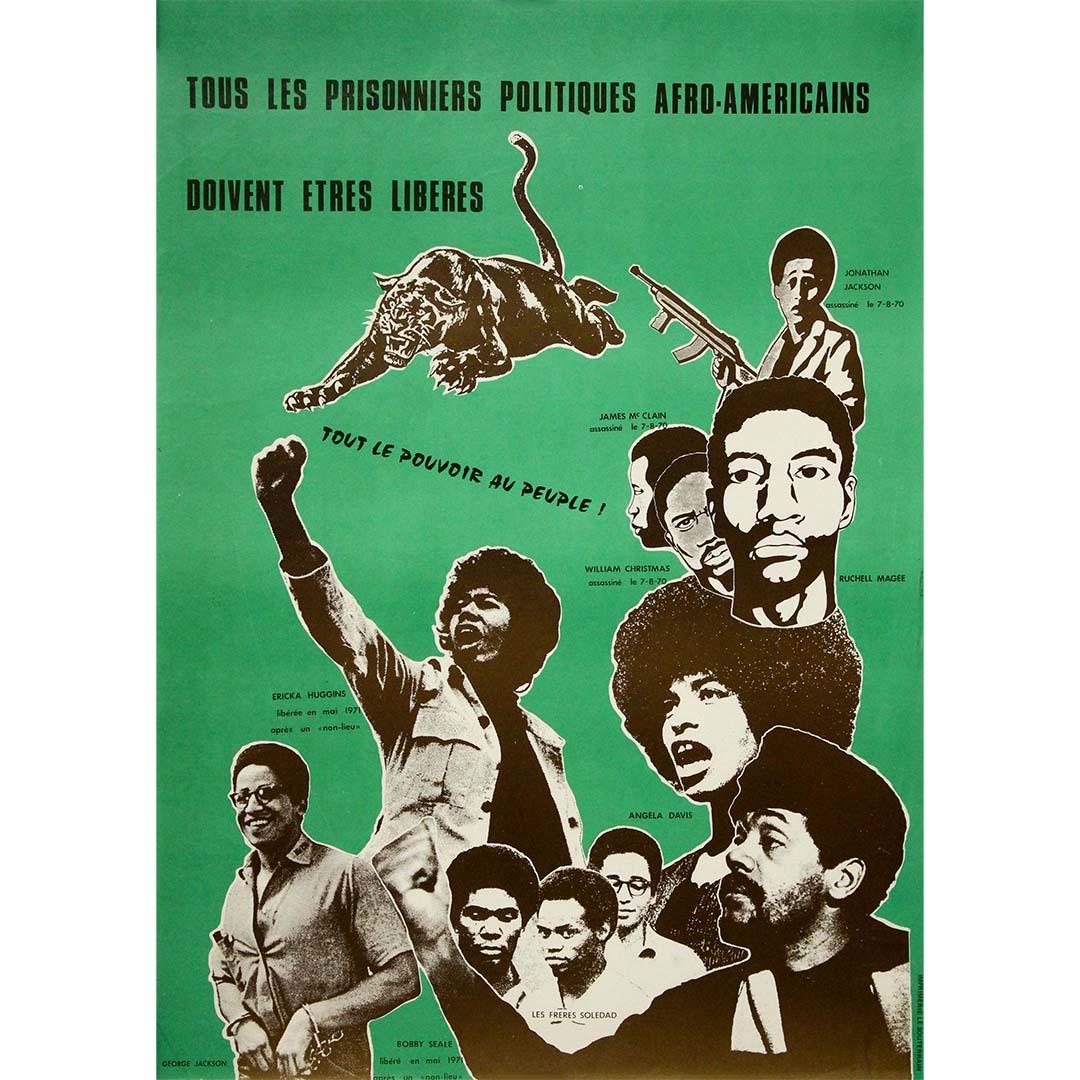 Unknown Print – 1971 original french poster - Solidarity with the Black Panther Party