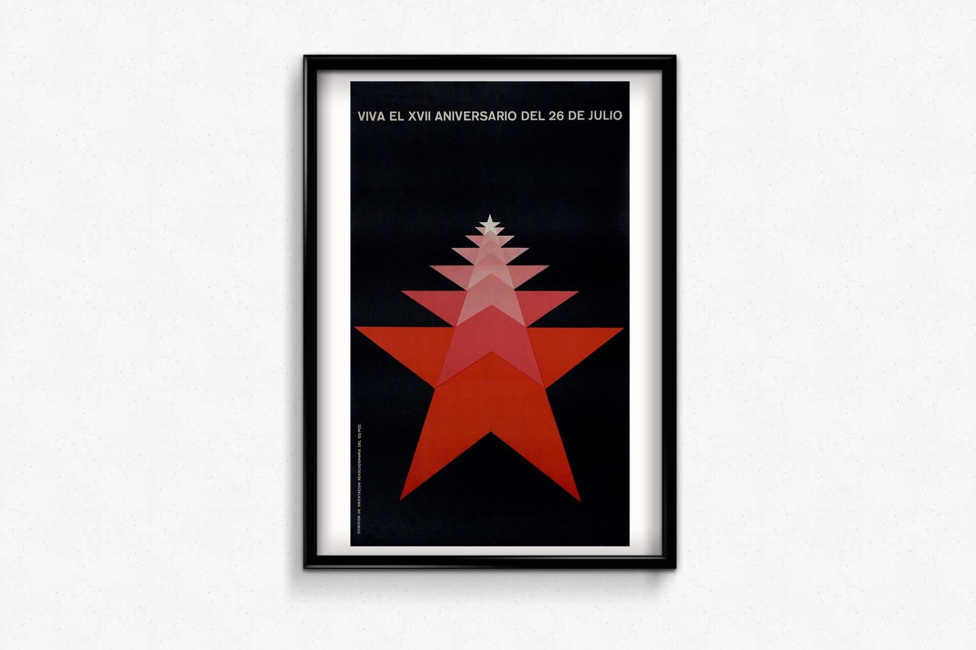 Originales politisches Plakat „Viva el XVII aniversario del 26 de Julio“ aus dem Jahr 1972, Kuba im Angebot 2