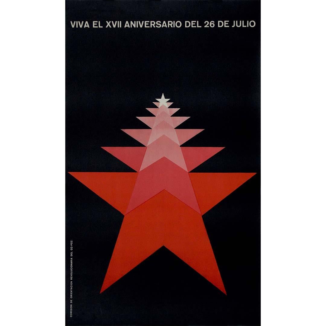 Affiche politique originale de 1972 « Viva el XVII aniversario del 26 de Julio » Cuba