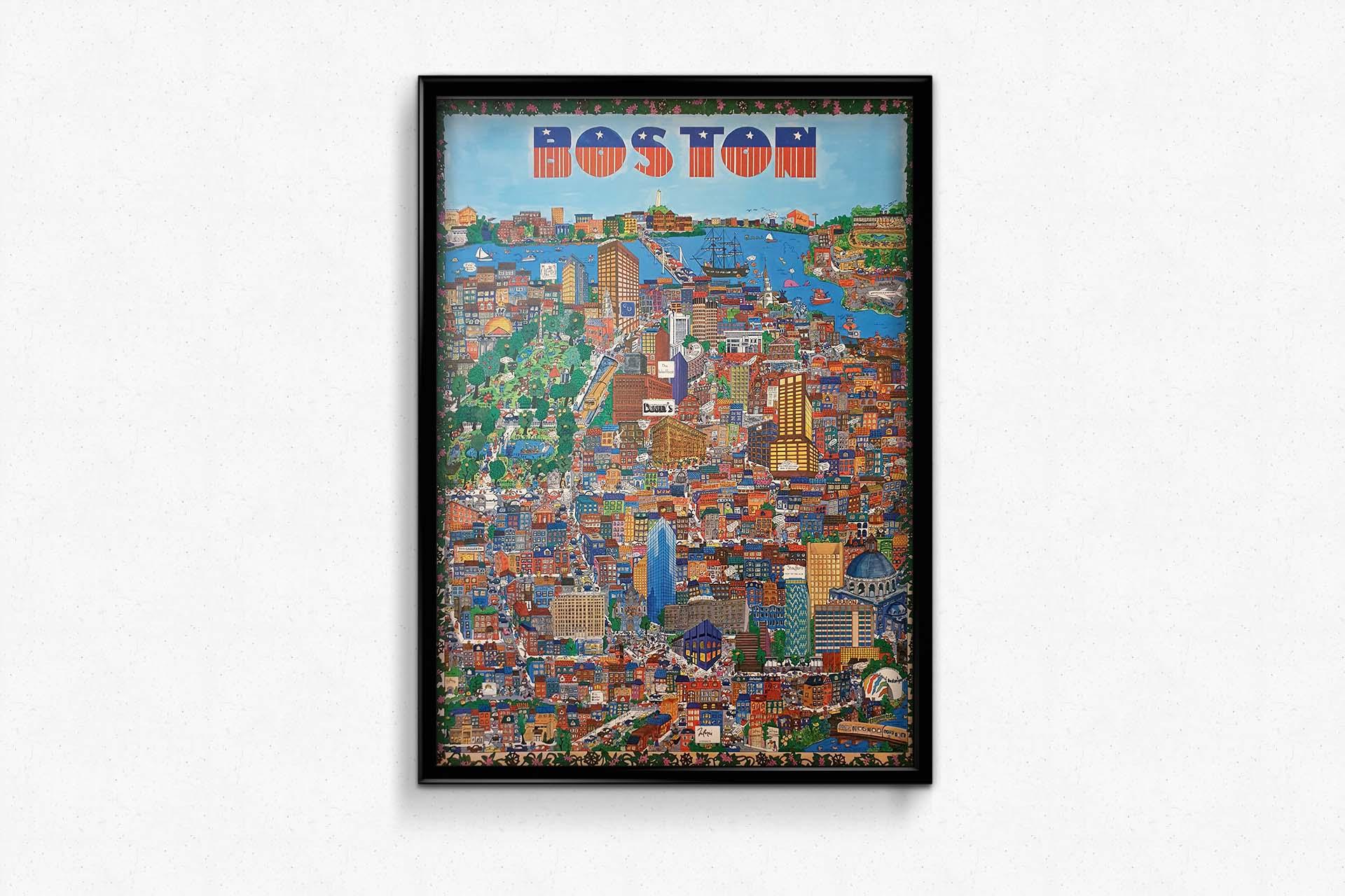 Nice tourist poster about the city of Boston. Boston is the capital and largest city of the state of Massachusetts and the New England region in the northeastern United States. Founded in 1630, Boston is one of the oldest cities in the United