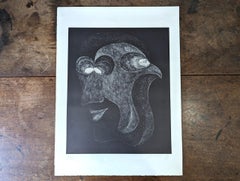 1973 Mid-Century Figurative Signed Swedish Lithograph, Unframed - Two Faces