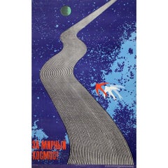 1973 original soviet poster - “For peaceful space!” - USSR - Cold War