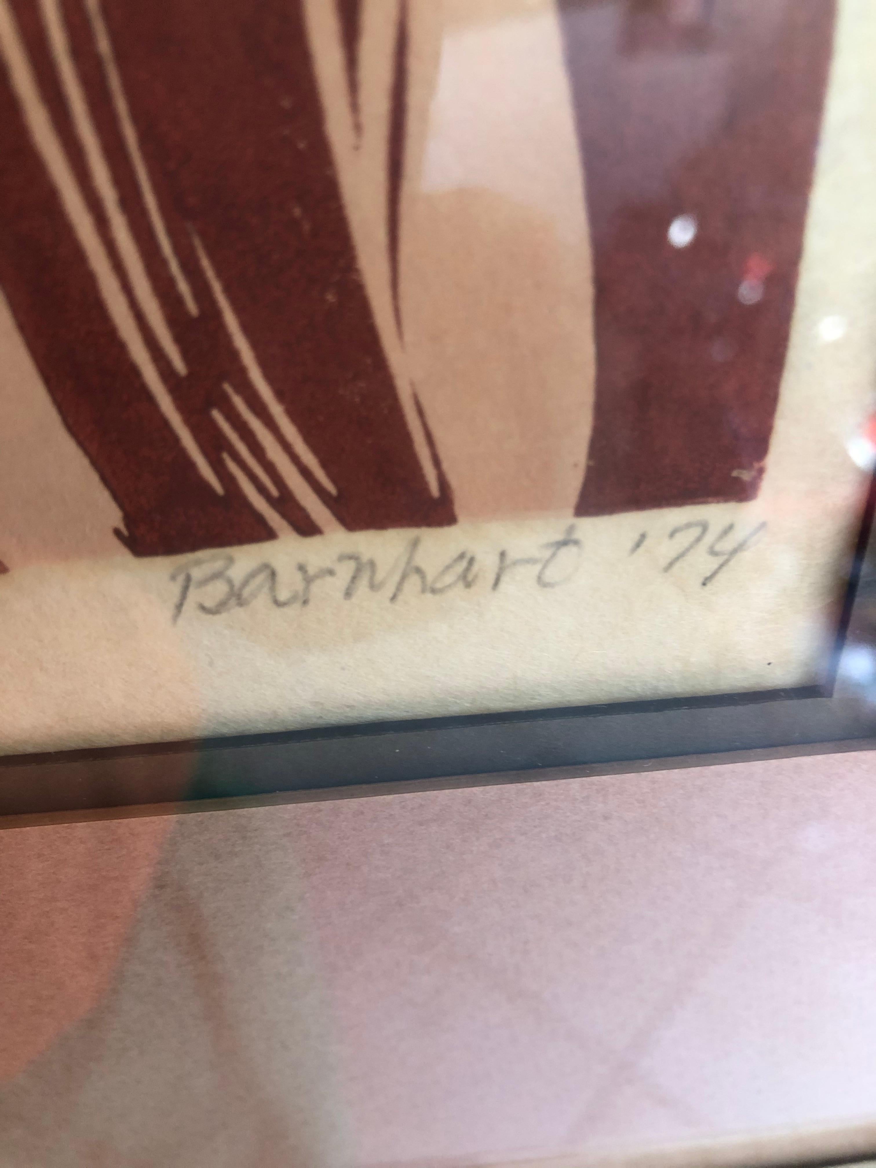 1974 Gravure sur bois de style Picasso 