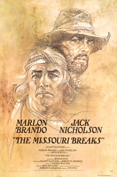 1976 Unknown 'The Missouri Breaks' Brando Vintage Brown USA Offset Lithograph