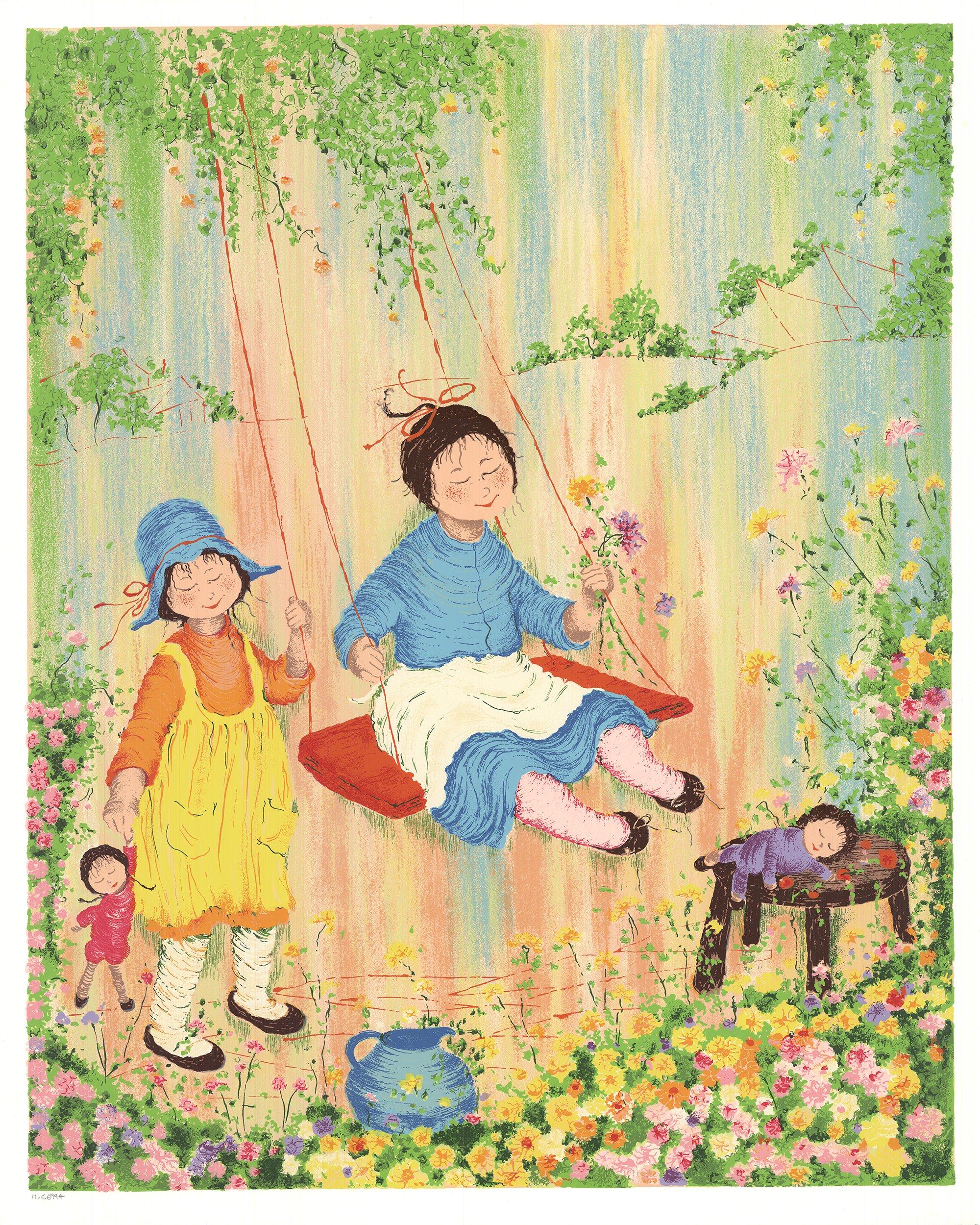 Levasseur  'Children Playing on a Swing' - Print by Unknown
