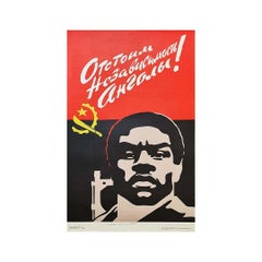 Retro 1981 Original Soviet poster to support the independence of Angola - USSR