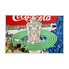 1984 Original advertising poster for Coca Cola and the Summer Olympic Games