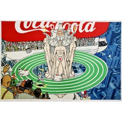 Retro 1984 Original advertising poster for Coca Cola and the Summer Olympic Games