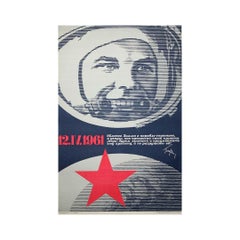 1986 Original Soviet poster - first human spaceflight of Yuri Gagarin