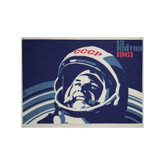 1986 Soviet Poster – Gagarin April 12, 1961 Space Tribute