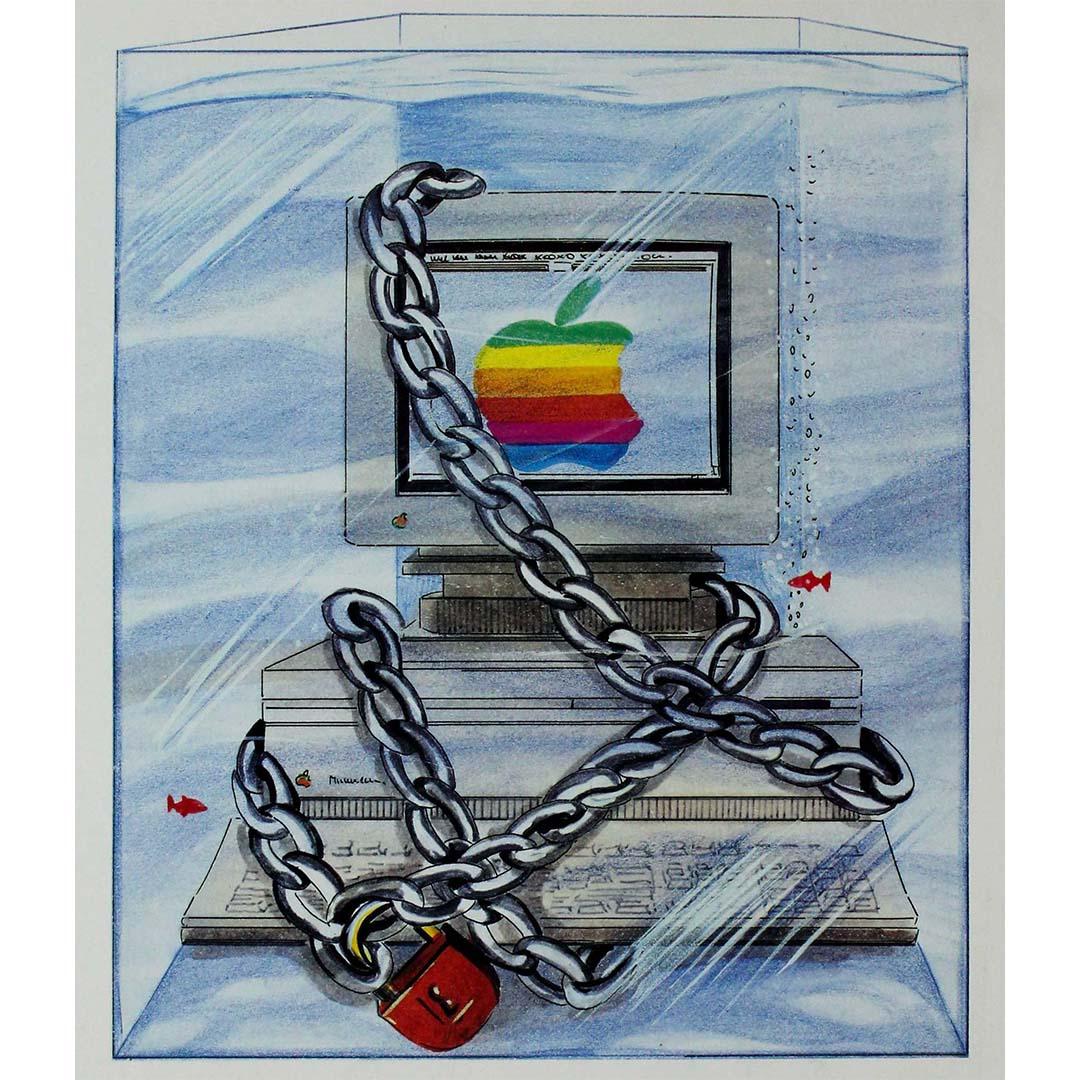 1991 Original advertising poster Apple S'il s'en sort, on l'appellera Macintosh For Sale 1
