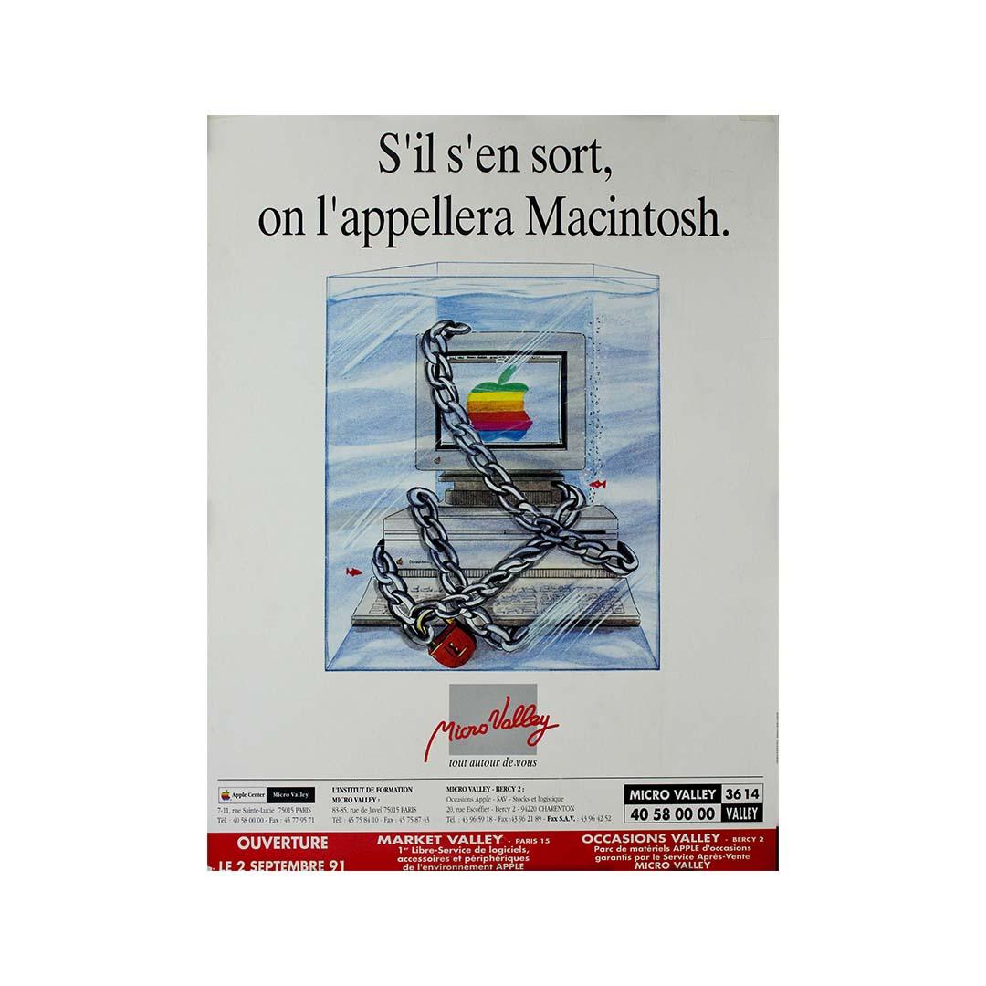 1991 Original advertising poster Apple S'il s'en sort, on l'appellera Macintosh For Sale 2