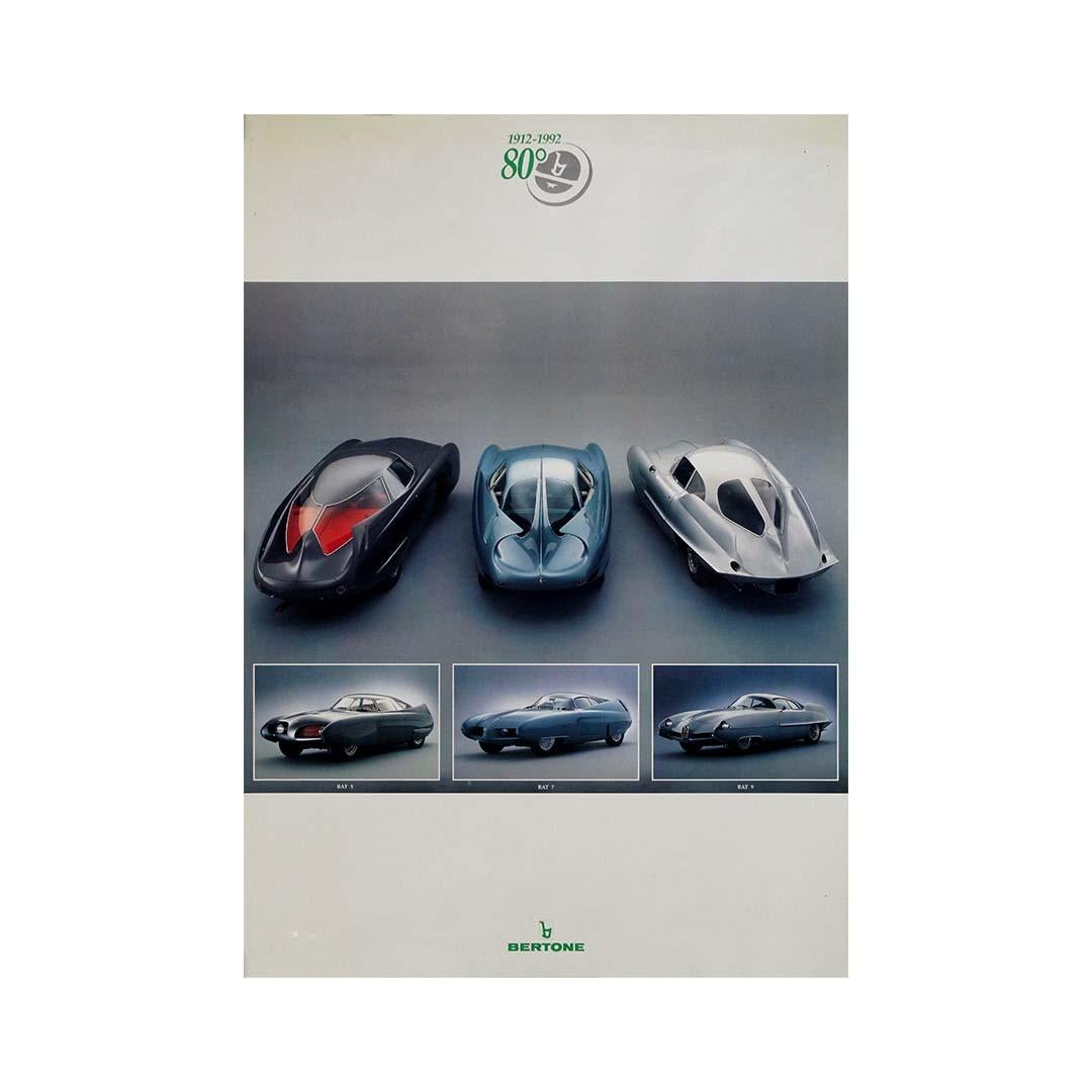 L'affiche originale de 1992 célèbre les 80 ans de Bertone (1912-1992) en vente 2