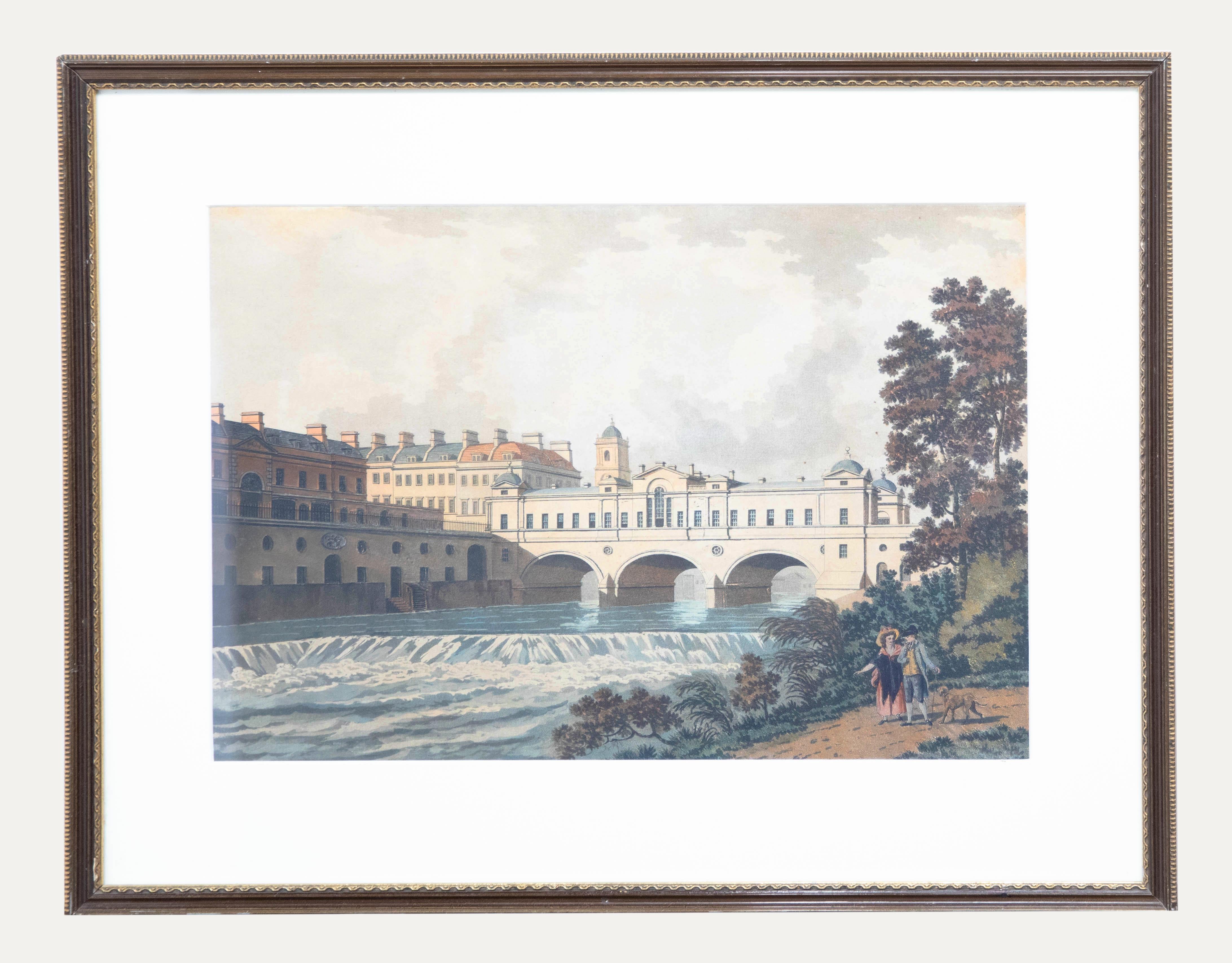 Unknown Landscape Print - 19th Century Aquatint - A View of Pulteney Bridge