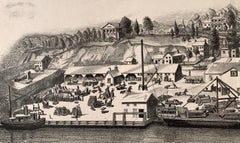 19th Century Blue Stone Works, Hudson River, Malden, New York State