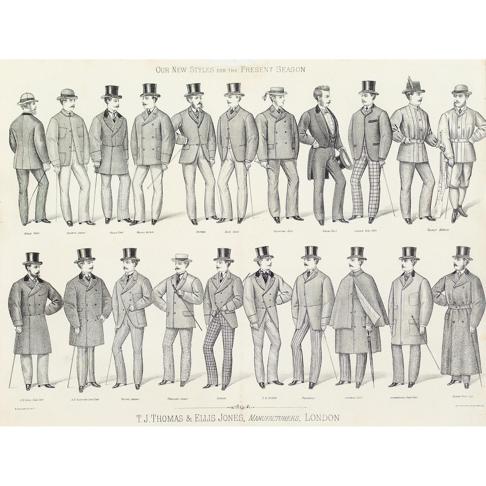 Pubblicità di moda del XIX secolo, I nostri stili per la stagione attuale, litografia - Print di Unknown