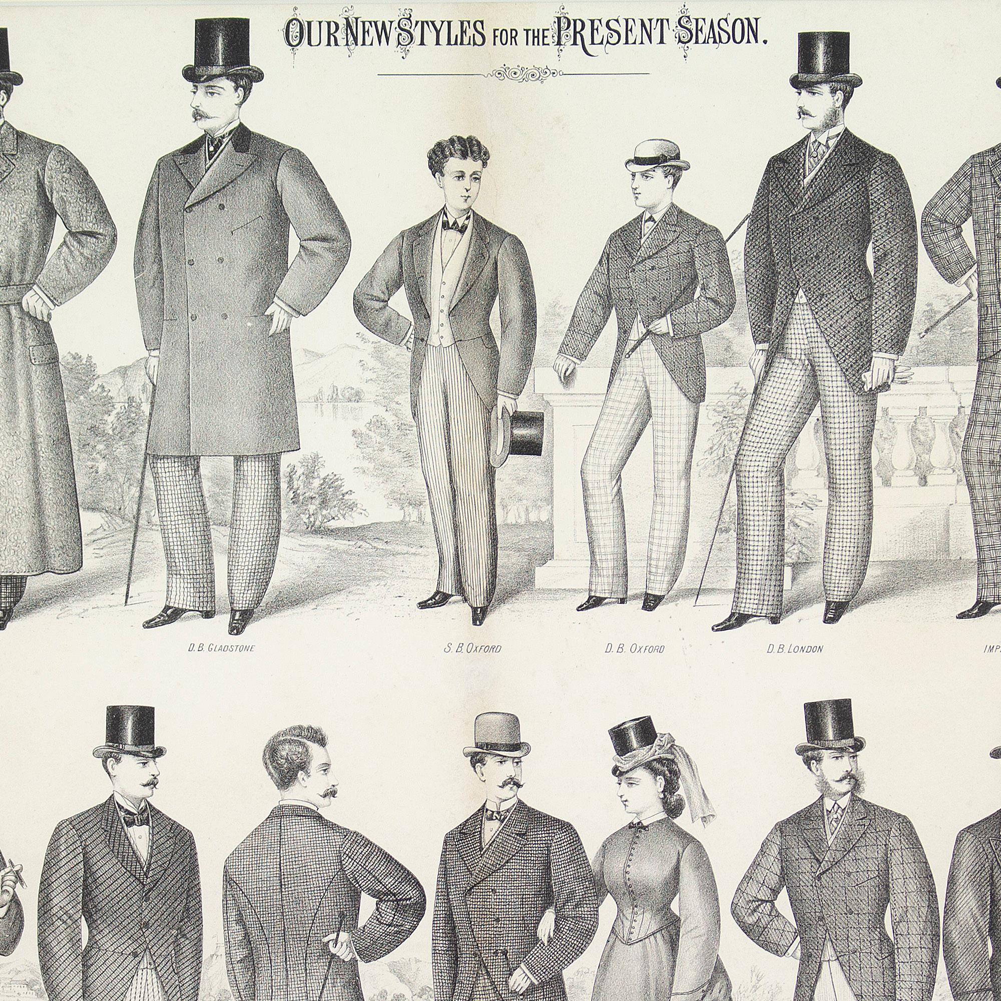 19th-Century Fashion Advertising, Our Styles For The Present Season, Lithograph - English School Print by Unknown