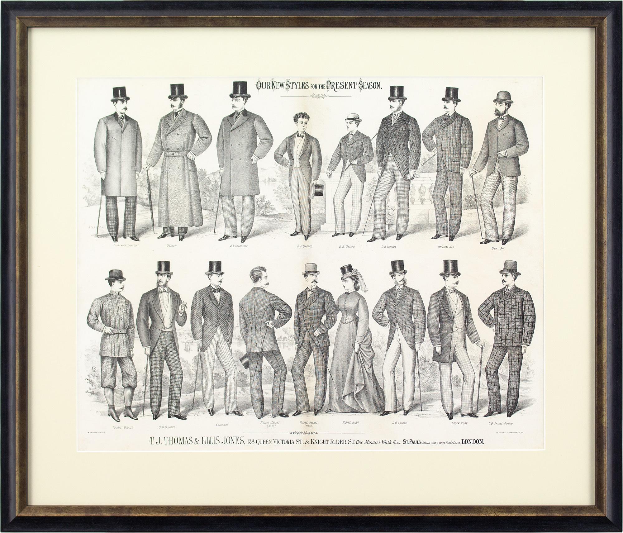 Unknown Figurative Print - 19th-Century Fashion Advertising, Our Styles For The Present Season, Lithograph