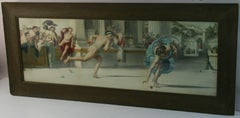 19th Century Hand Colored Lithograph of Roman Games In the Arena