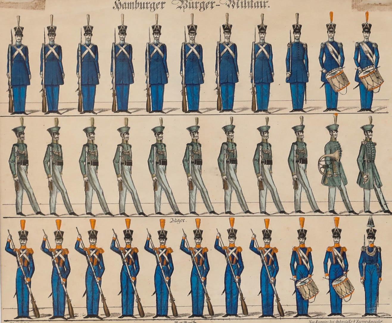 19th Century Lithograph - Hamburger Bürger-Militär - Print by Unknown