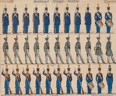 19th Century Lithograph - Hamburger Bürger-Militär